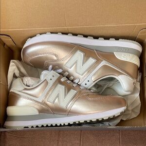 New Balance Rose Gold and White Sneakers